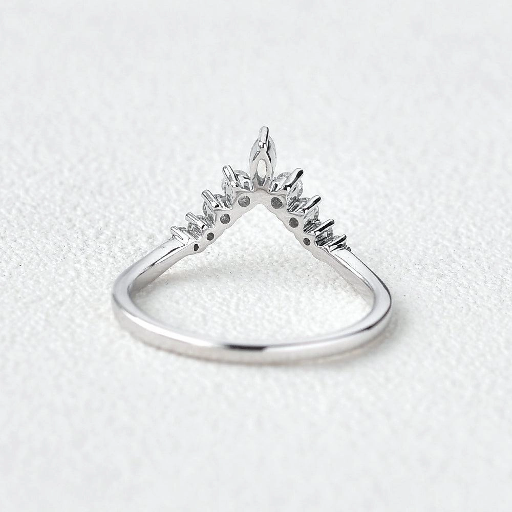 Moonstone & Moissanite Band V Shaped Ring Effortless Shine