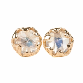 Moonstone Jester Studs - 14k Gold Miniature Embellishment