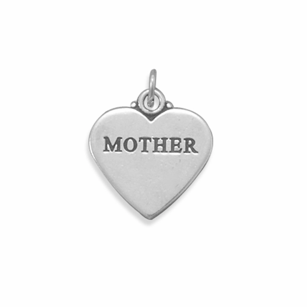 MOTHER Heart Tag Charm Sterling Silver, Made in the USA Luxe Craft Luxury Choice