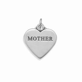 MOTHER Heart Tag Charm Sterling Silver, Made in the USA Luxe Craft Luxury Choice