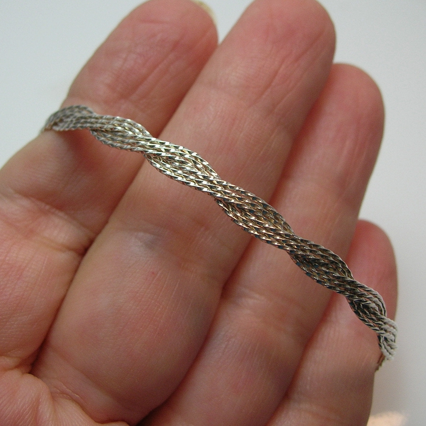 6-strand Sterling Silver Braided Twist Wire Bracelet  TTTTTT Proportional Accent like new