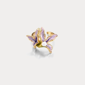 for all ages Iris Flower Pearl Ring