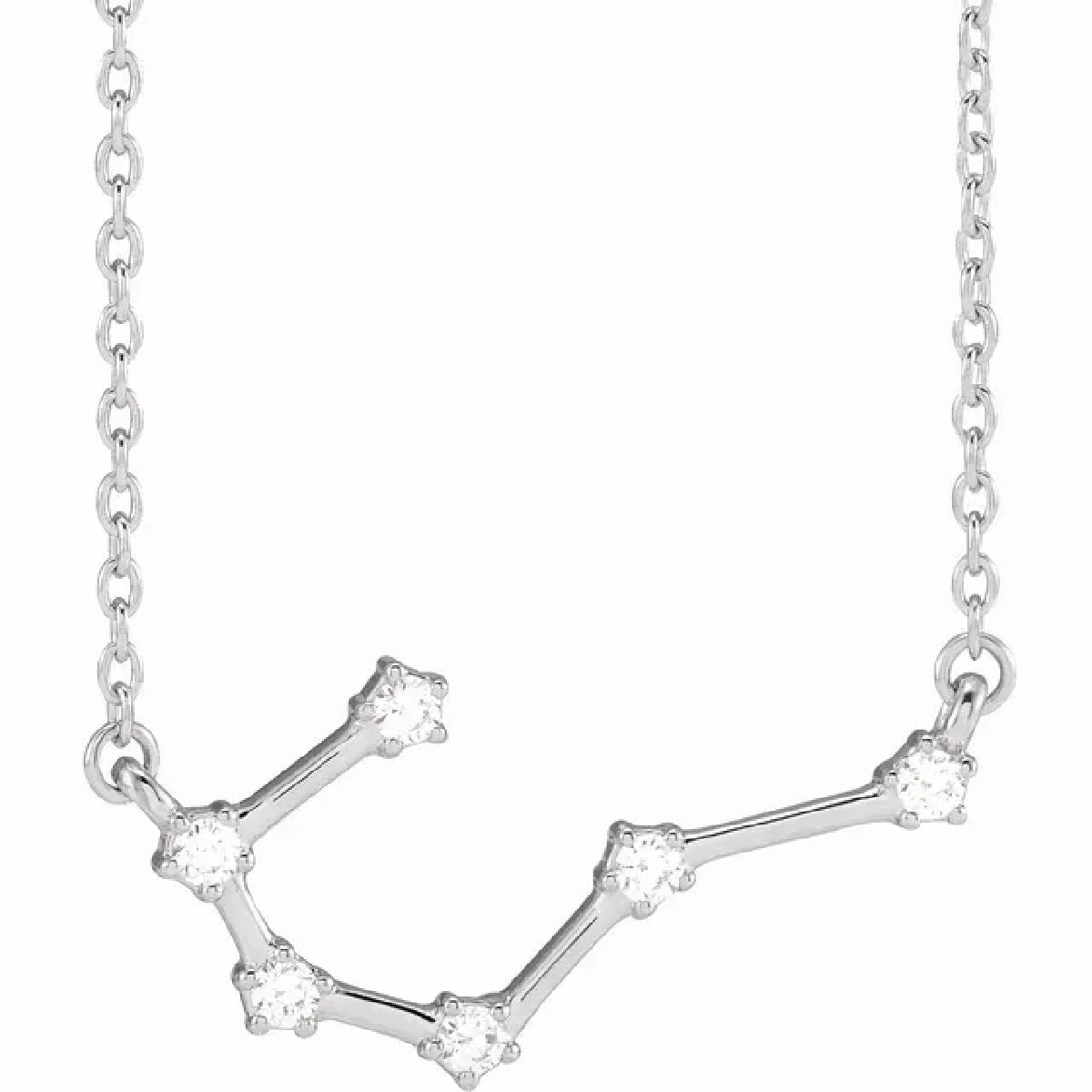 Elegant Charm My Brightest Star 14K White Gold Diamond Cancer Zodiac Pendant with a 14K White Gold Cable Link Necklace (0.18ctw)