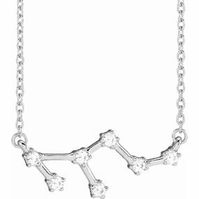 Beautiful Present Urban Day My Brightest Star 14K White Gold Diamond Leo Zodiac Pendant with a 14K White Gold Cable Link Necklace (0.16ctw)
