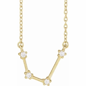 My Brightest Star 14K Yellow Gold Aquarius Zodiac Diamond Pendant with a 14K Yellow Gold Cable Link Necklace (0.10ctw) Autumn Touch Fragile Item