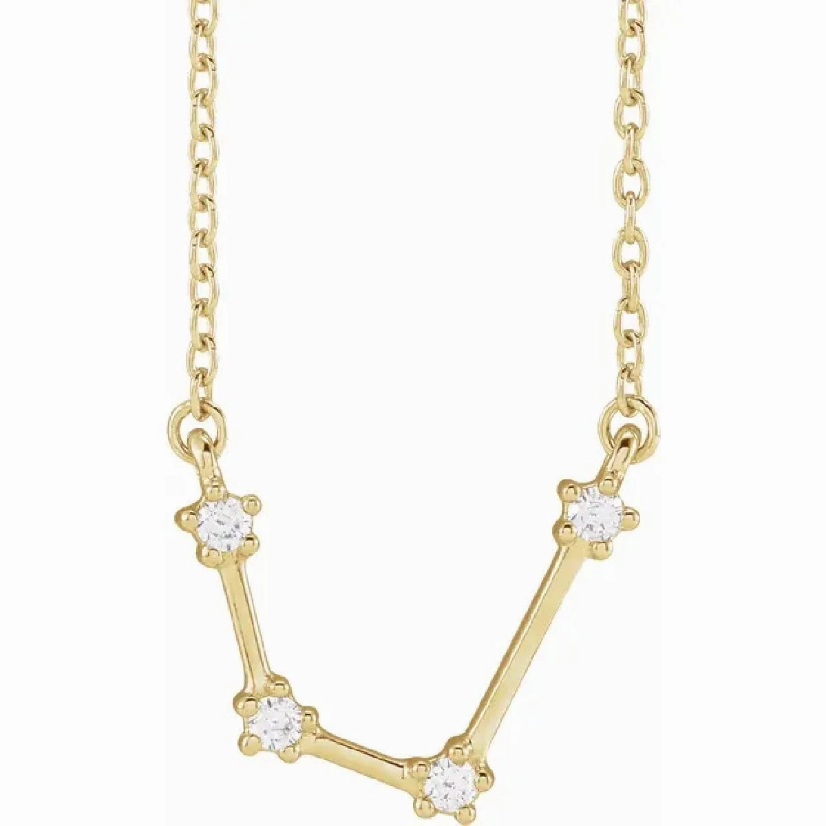 My Brightest Star 14K Yellow Gold Aquarius Zodiac Diamond Pendant with a 14K Yellow Gold Cable Link Necklace (0.10ctw) Autumn Touch Fragile Item