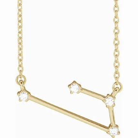 My Brightest Star 14K Yellow Gold Diamond Aries Zodiac Pendant with a 14K Yellow Gold Cable Link Necklace (0.08ctw) Petite Gift