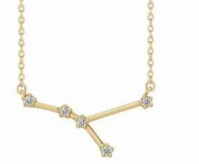 My Brightest Star 14K Yellow Gold Diamond Cancer Zodiac Pendant with a 14K Yellow Gold Cable Link Necklace (0.18ctw) Fine Accessory