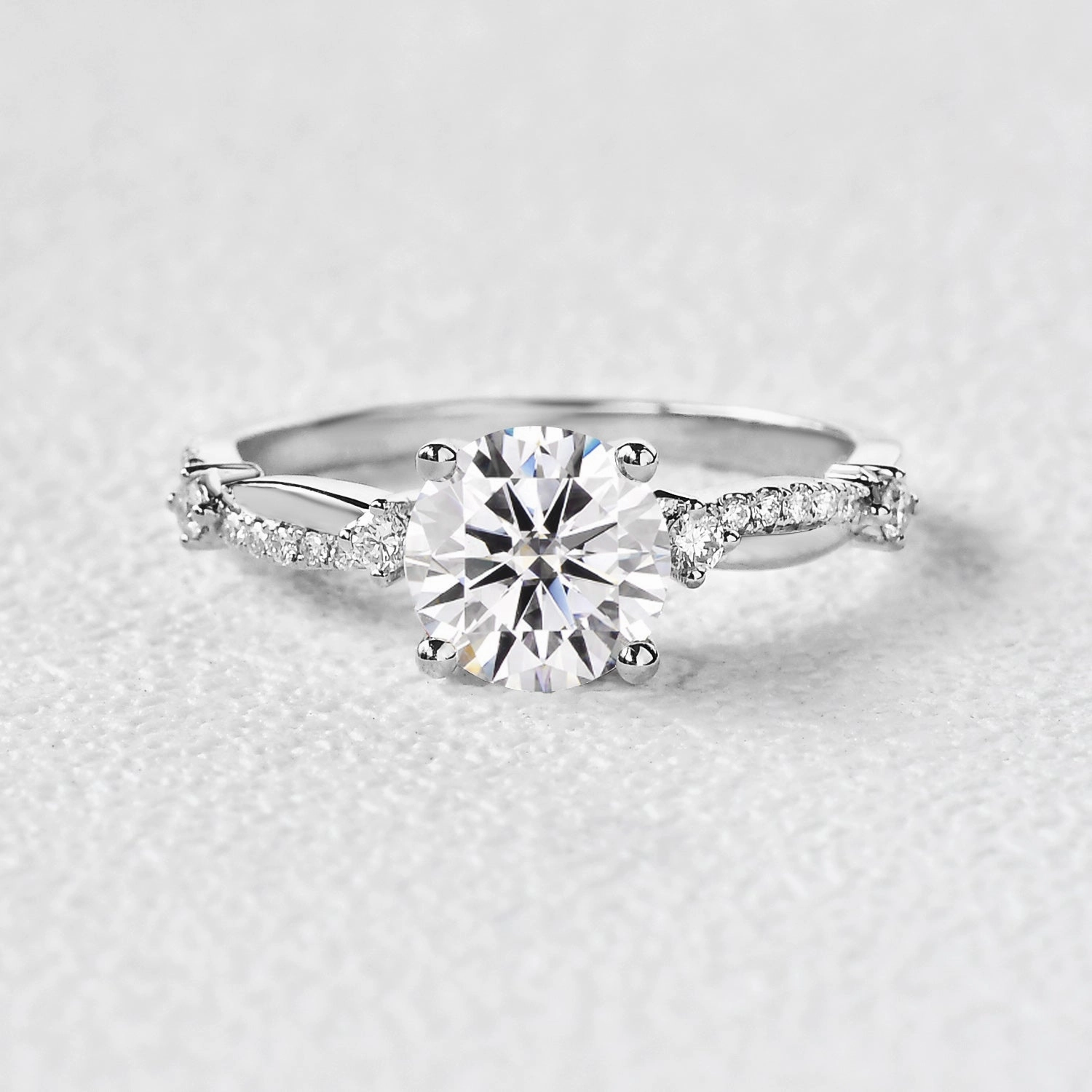1.0ct Round Cut Moissanite Twisted Solitaire Ring Unique Accessories