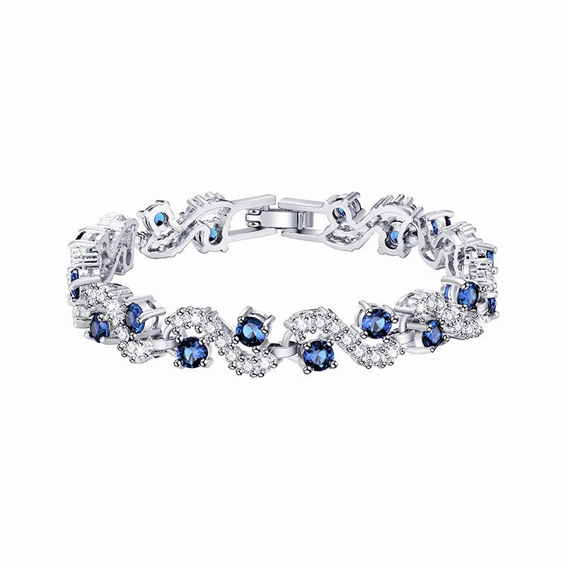 Shared Vision Presented Beautifully Blue Cubic Zirconia Tennis Bracelet