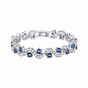 Shared Vision Presented Beautifully Blue Cubic Zirconia Tennis Bracelet