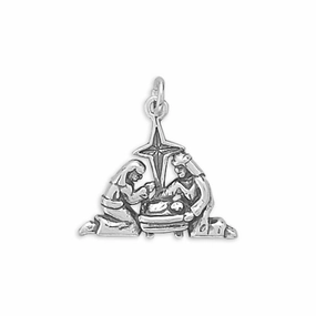 Nativity Christmas Manger Charm Sterling Silver Glamorous touch