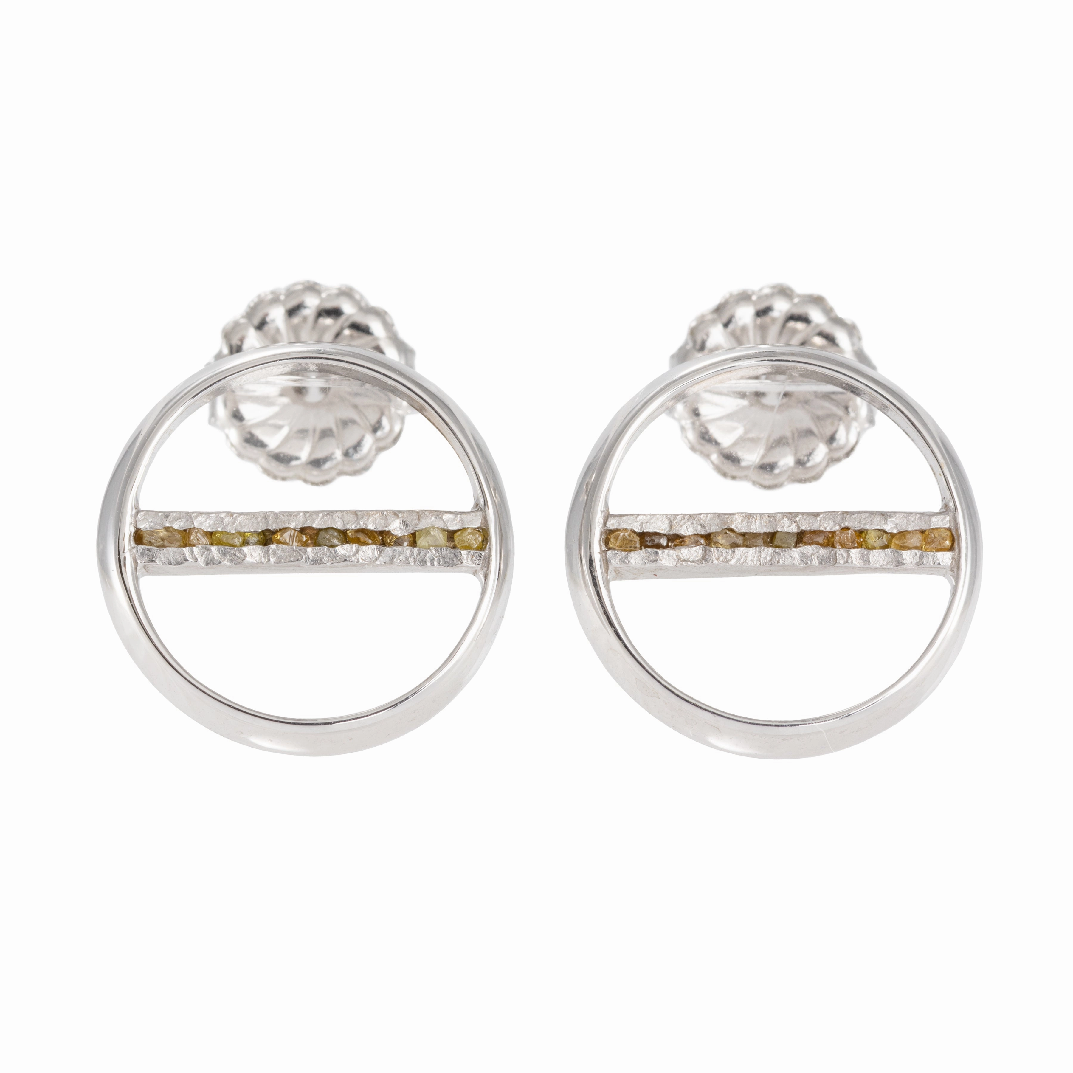 Geometric Trinket Natural Balance Earrings - 14k White Gold