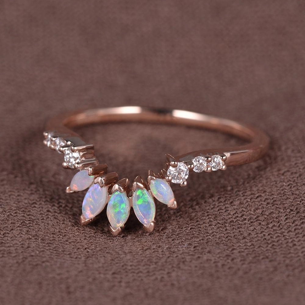 Natural Marquoise Opal Band Ring Weekend Look Party Favorite