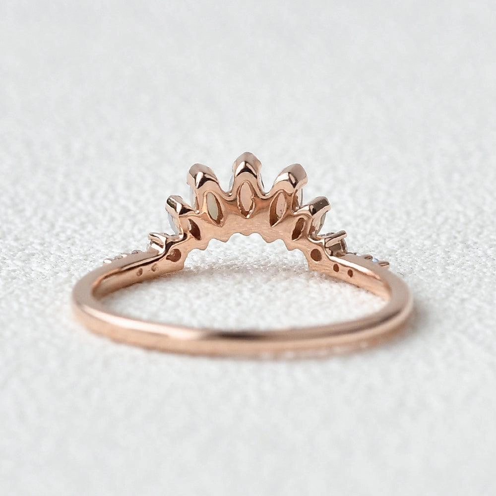 Natural Marquoise Opal Band Ring Modern Edge