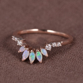 Natural Marquoise Opal Band Ring Weekend Look Party Favorite