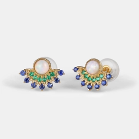 Natural Opal & Emerald & Sapphire Vintage Inspired Earrings Statement Vibe Gloss Appeal