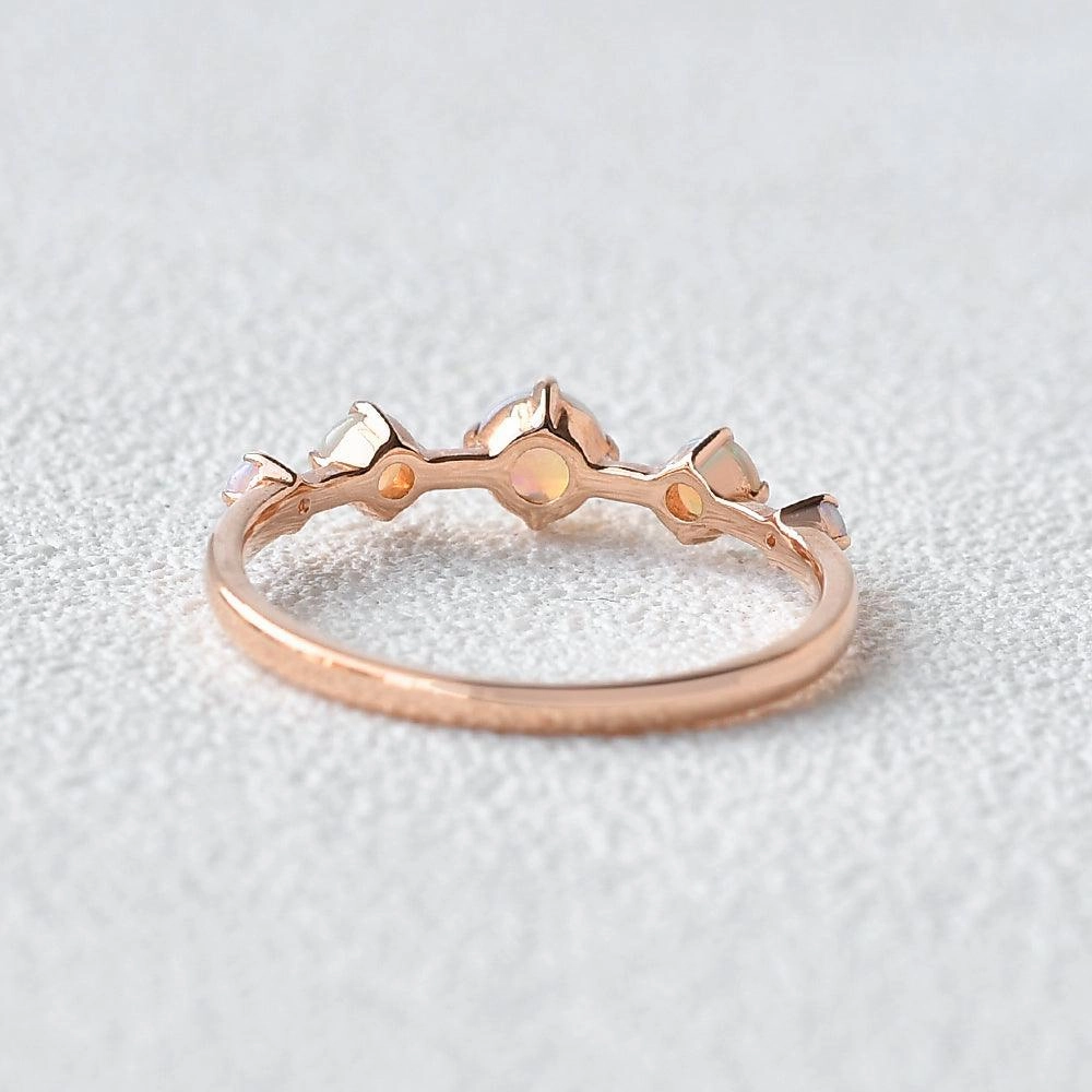 Natural Opal Band Rose Gold Ring Chic Ensemble