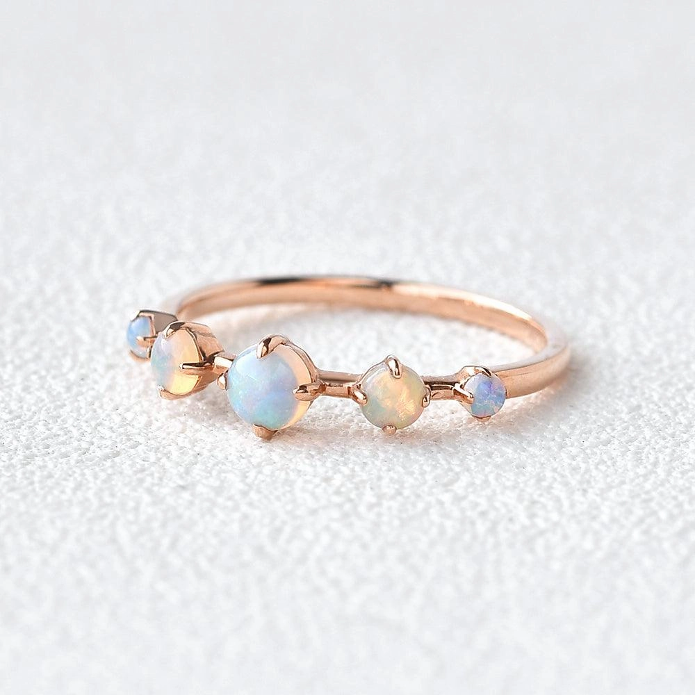 Balanced Detail Natural Opal Band Rose Gold Ring