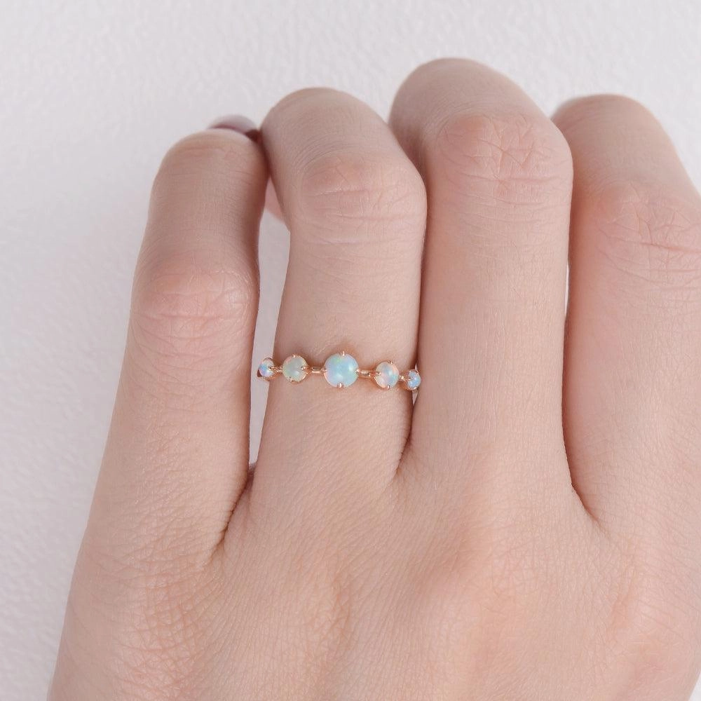 Chic Detail Neutral Spark Natural Opal Band Rose Gold Ring