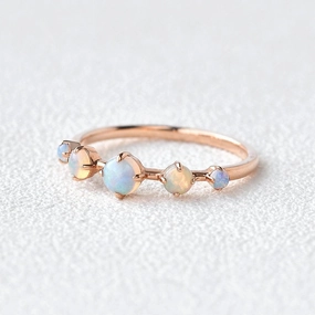 Balanced Detail Natural Opal Band Rose Gold Ring