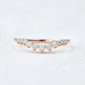 Natural Opal Cluster Rose Gold Ring Gifting Vibes