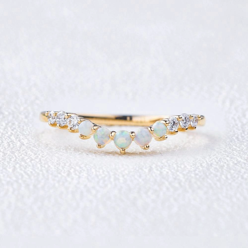 Natural Opal Cluster Rose Gold Ring Light Radiance Minimal Feature