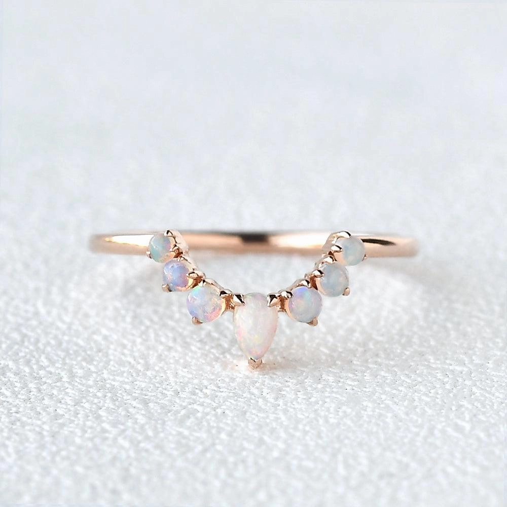 Cozy Look Natural Opal Curved Stacking Ring
