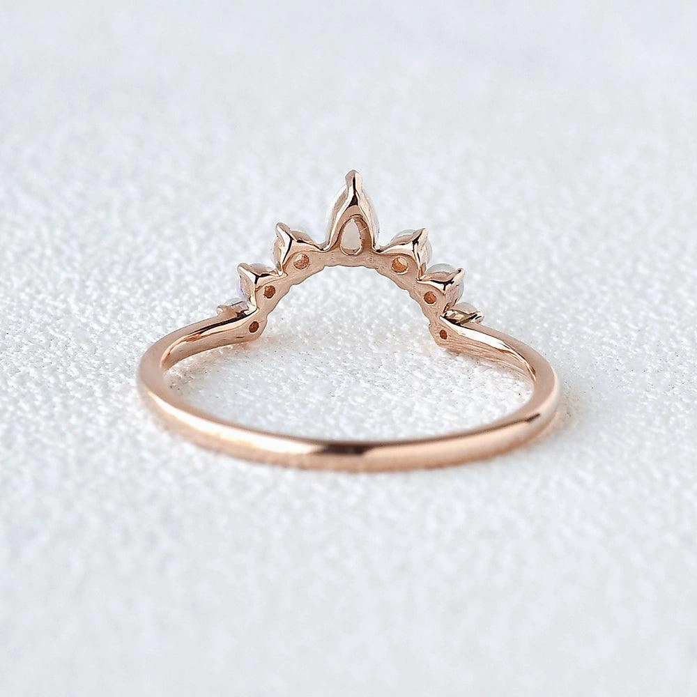 Natural Opal Curved Stacking Ring Edgy Detail Creative Accent