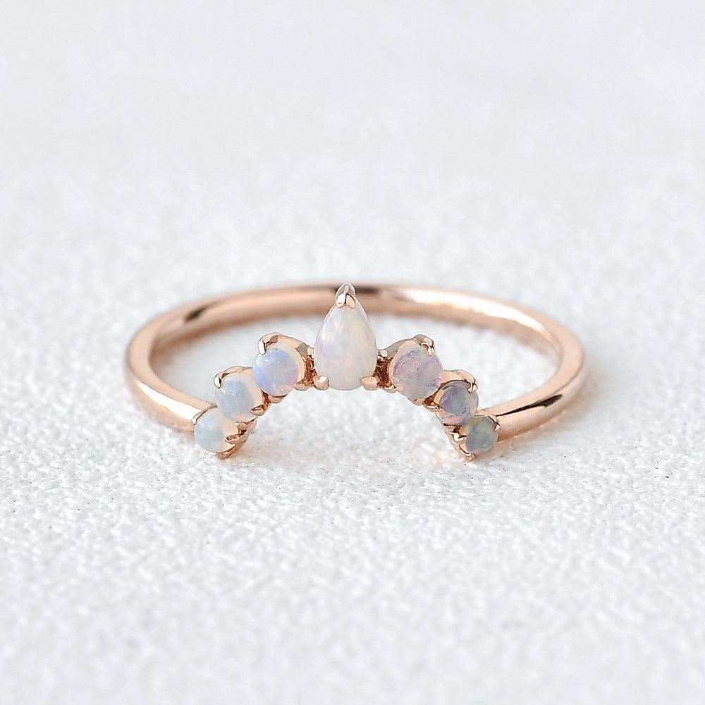 Natural Opal Curved Stacking Ring Stylish Moment Premium Shine