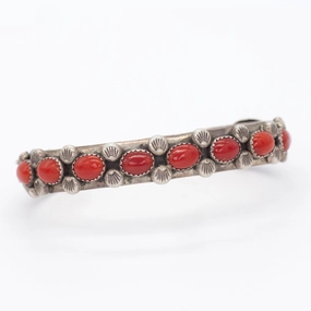 Urban Style Navajo Handmade Sterling Silver Coral Cuff Bracelet (Hallmark: J.D.)