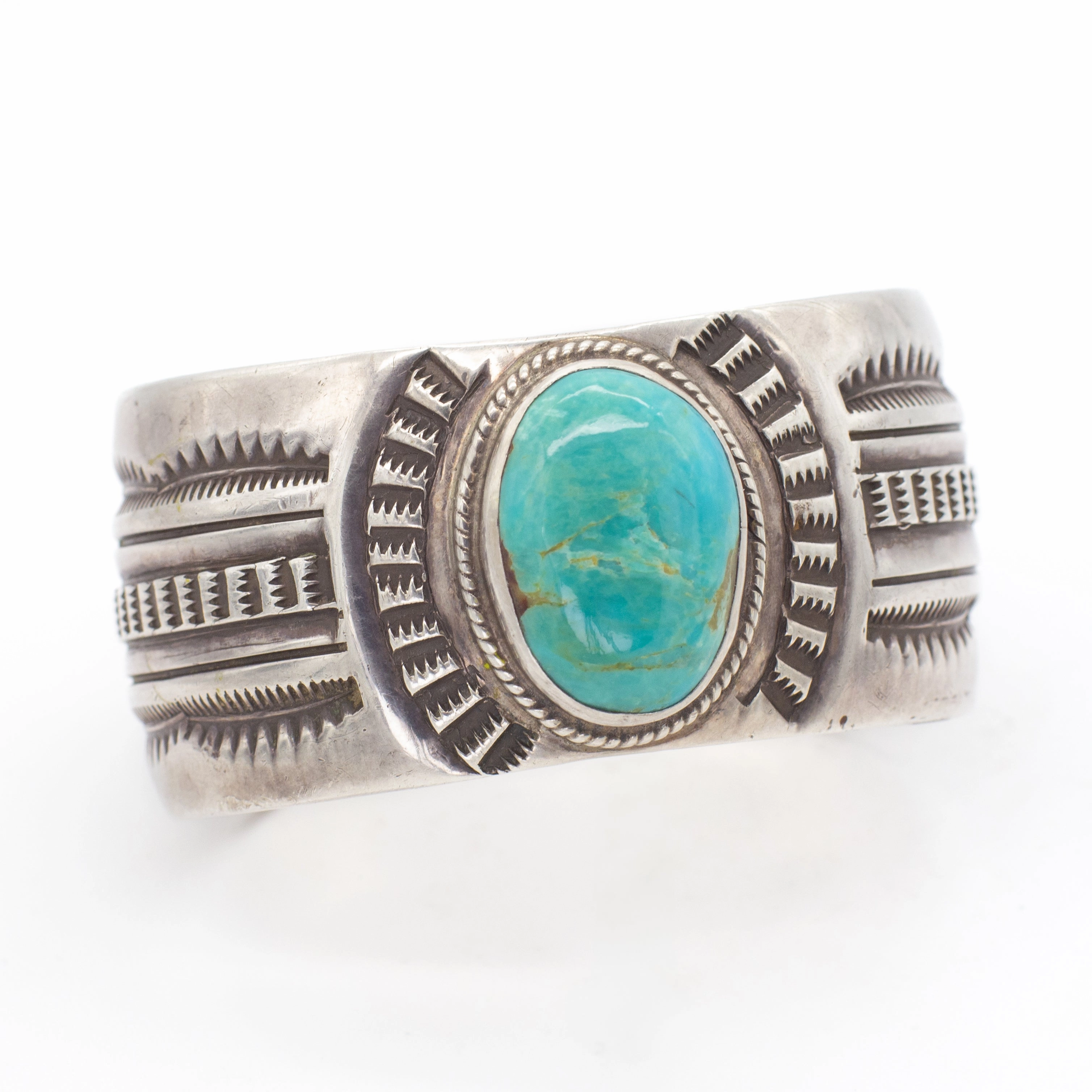 Navajo Handmade Sterling Silver Turquoise Cuff Bracelet (Hallmark Unknown) Vibrant Colors Fashion Touch