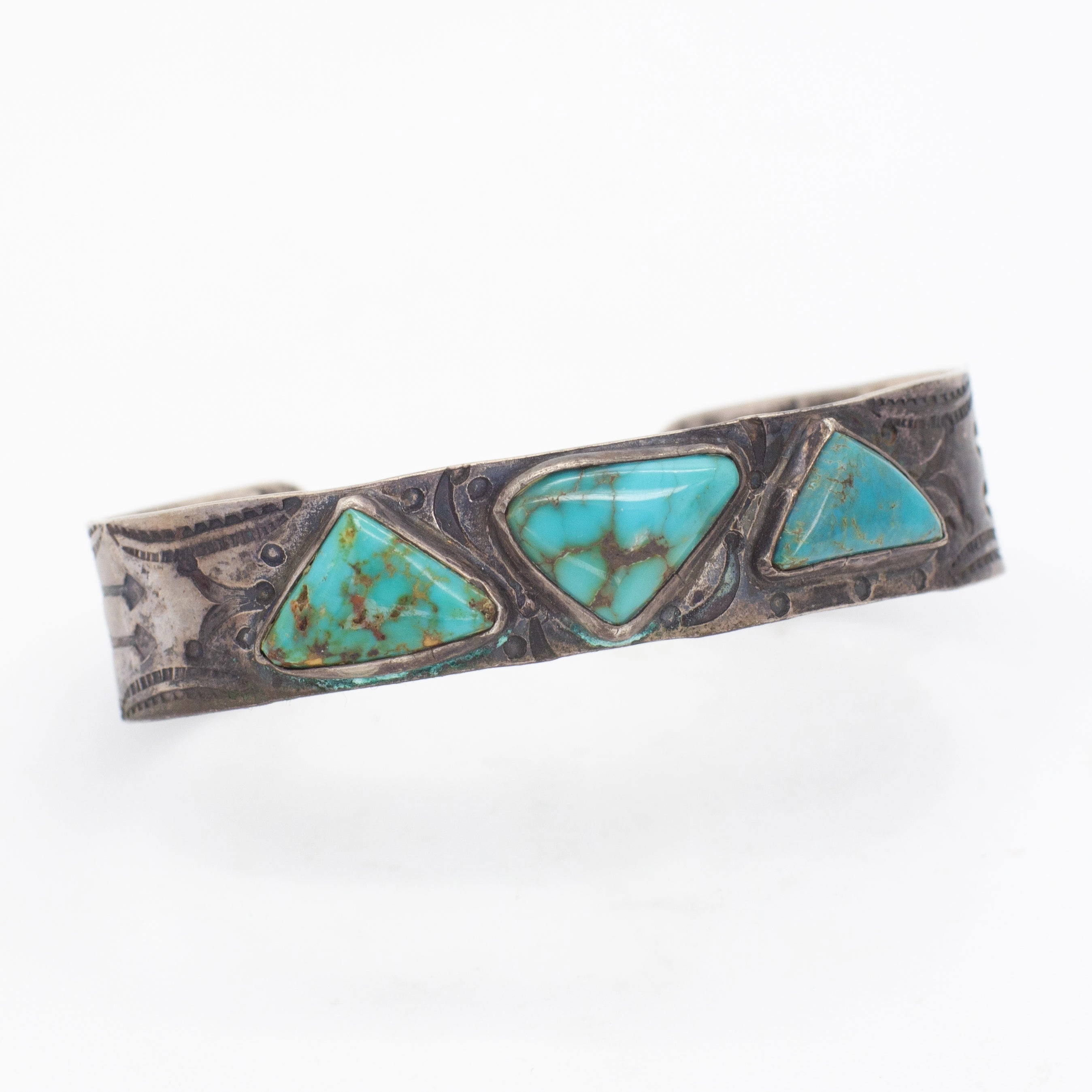 Navajo Handmade Sterling Silver Turquoise Cuff Bracelet (Hallmark Unknown) City Style Eternal Classic