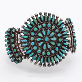 Timeless Craft Shine Navajo Handmade Sterling Silver Turquoise Cuff Bracelet (Hallmark Unknown)