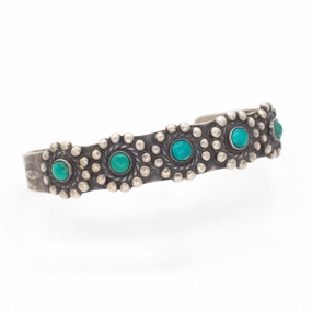 Ethereal Feature Cool Accent Navajo Handmade Sterling Silver Turquoise Cuff Bracelet (Hallmark Unknown)