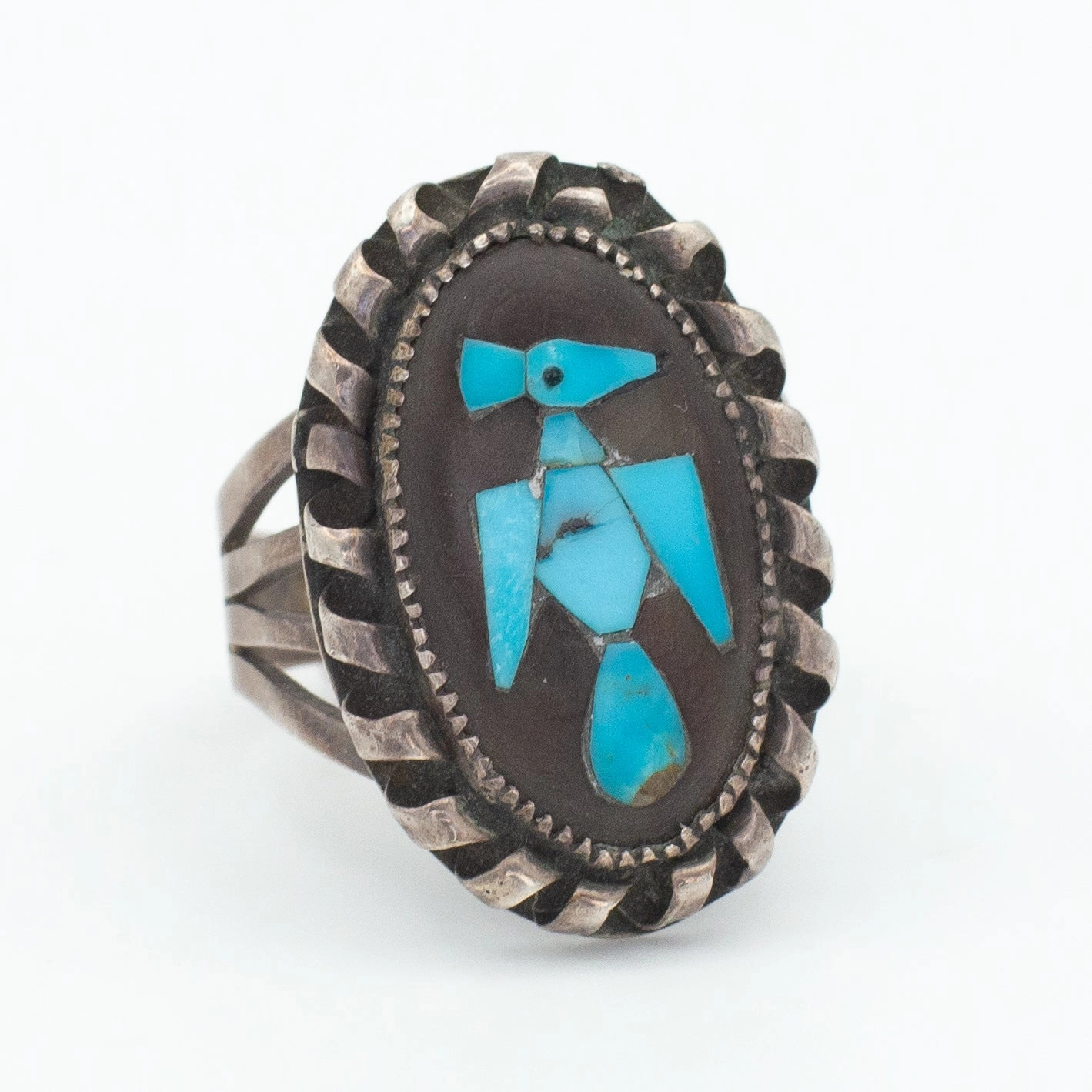 Custom pieces Easy Style Navajo Handmade Sterling Silver Turquoise Ring (Hallmark Unknown) (Size 9.5)