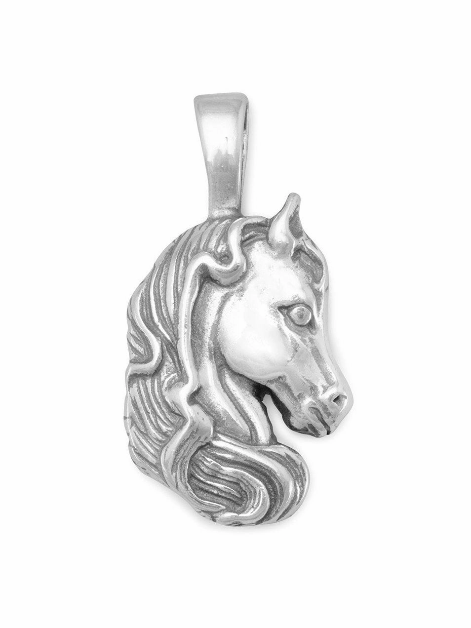 Horsehead Sterling Silver Horse Pendant Sterling Silver, Pendant Only Trendy Addition Precious Appeal