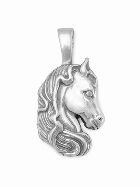 Horsehead Sterling Silver Horse Pendant Sterling Silver, Pendant Only Trendy Addition Precious Appeal