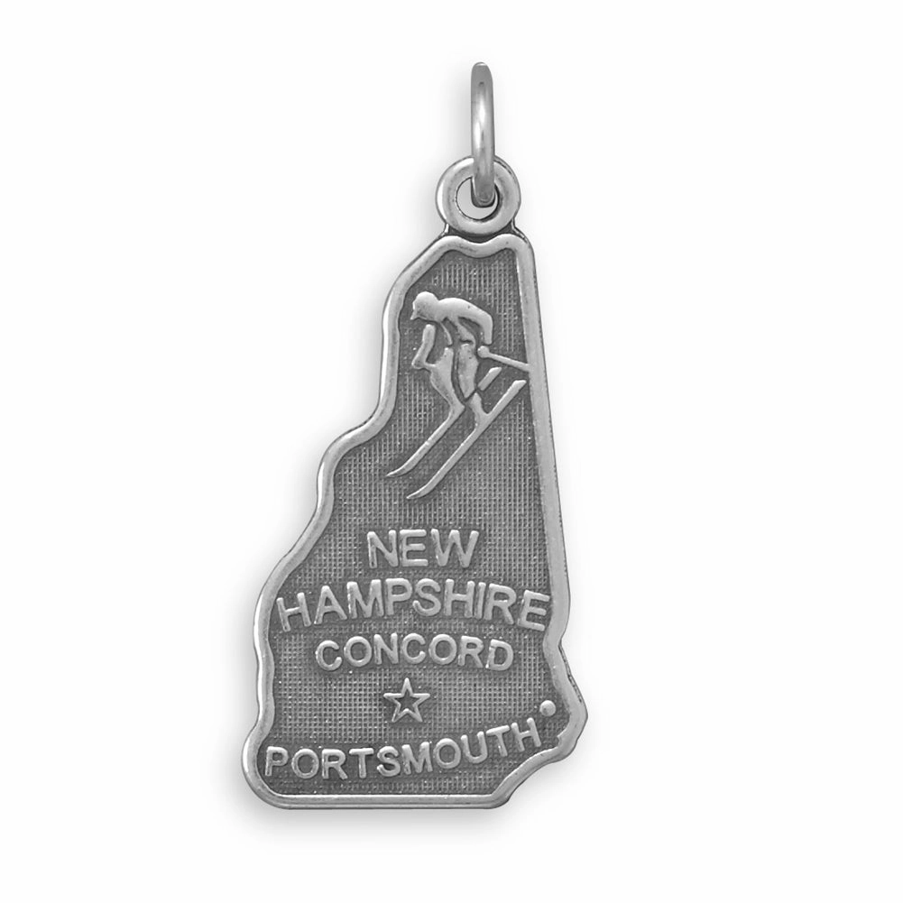 New Hampshire State Charm Antiqued Sterling Silver Fresh Design
