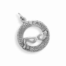 Daily Essentials New Orleans with Mardi Gras Mask Charm Sterling Silver - Made in the USA