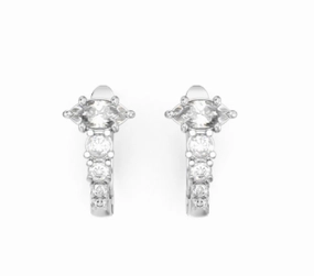 Modern Accessory Noam Carver Latis Collection Marquise Small Hoop Diamond Earrings in 14K White Gold (.74ctw)
