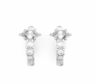 Modern Accessory Noam Carver Latis Collection Marquise Small Hoop Diamond Earrings in 14K White Gold (.74ctw)