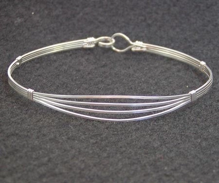 Influencer Favorite Social Media Star Sterling Silver Simple 4-Strand Wire Wrapped Bracelet  SSSS Open