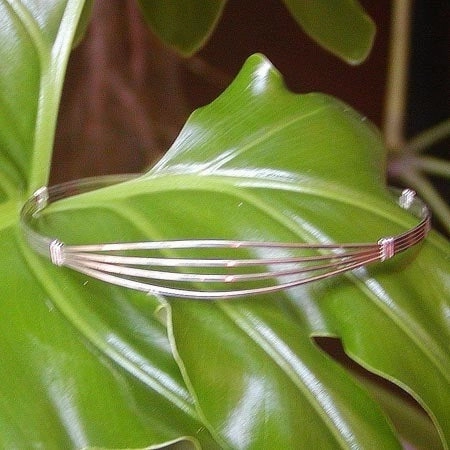 Sterling Silver Simple 4-Strand Wire Wrapped Bracelet  SSSS Open Smooth Amalgamations
