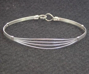 Influencer Favorite Social Media Star Sterling Silver Simple 4-Strand Wire Wrapped Bracelet  SSSS Open