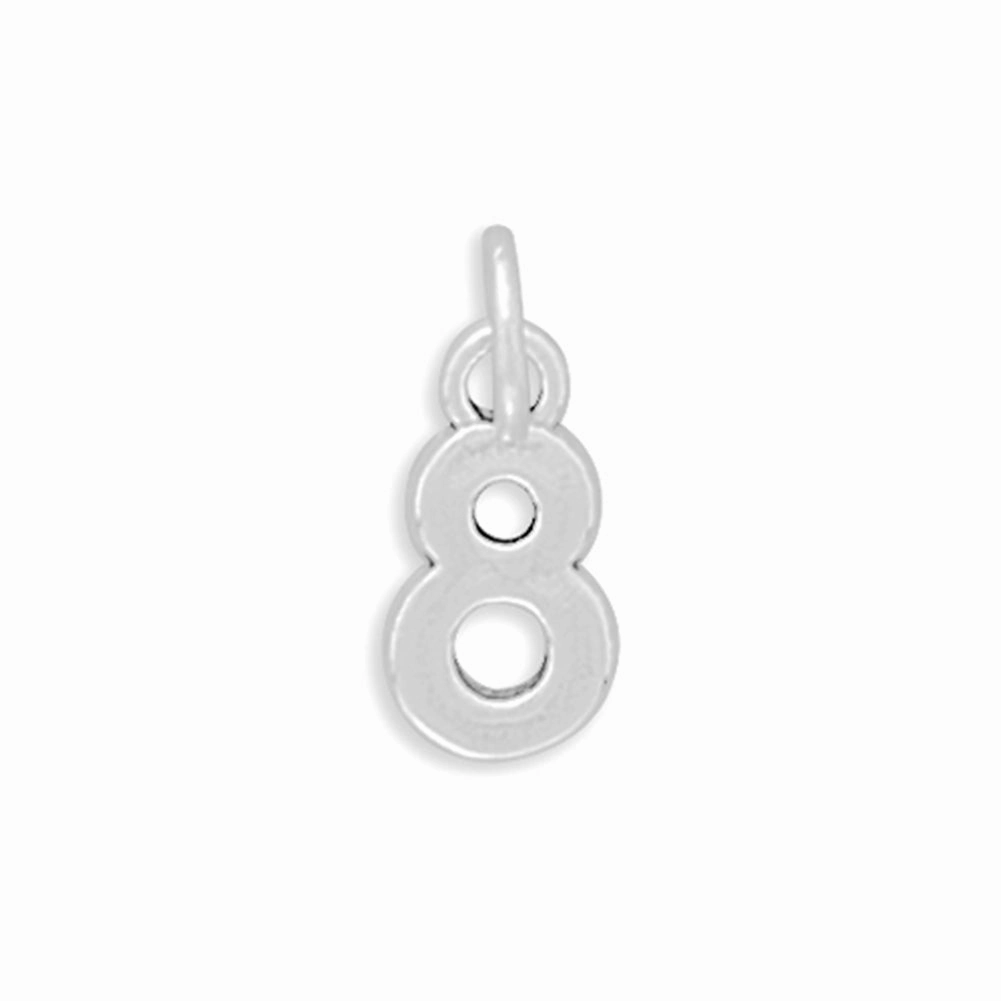 Number 8 Sterling Silver Charm Lustrous Look Special Gift
