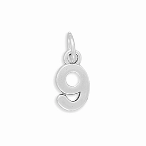 Number 9 Sterling Silver Charm - Made in the USA Signature Look