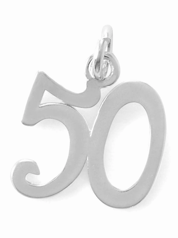 Number Fifty 50 Charm Sterling Silver Expressive Style