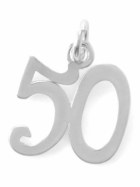 Number Fifty 50 Charm Sterling Silver Expressive Style