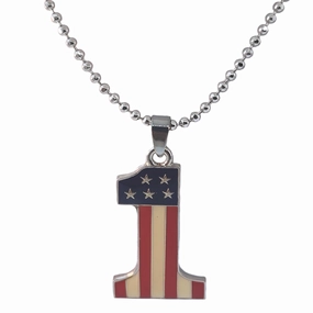 Number One Red White and Blue Necklace with Facet Bead Chain Creative Finish Brunch Outfit